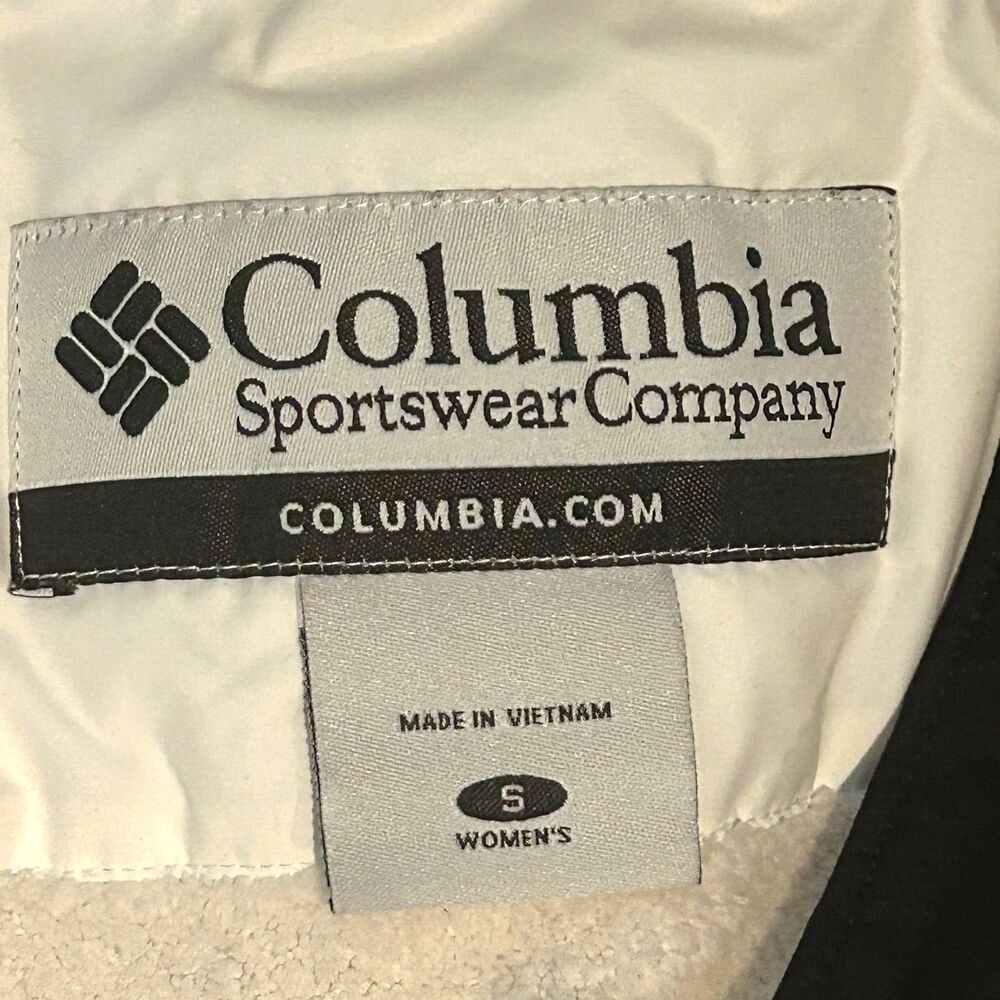 Columbia Black + White Hooded Winter Coat Parka Jacket Size S - Picture 5 of 12